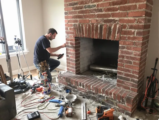 Port Chester Chimney Sweep specialist finalizing chimney liner service in Port Chester, NY