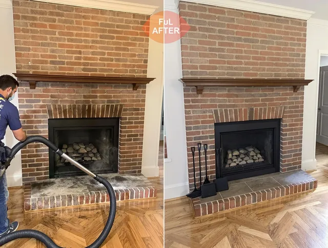 Port Chester Chimney Sweep carefully sanitizing a fireplace in Port Chester, NY